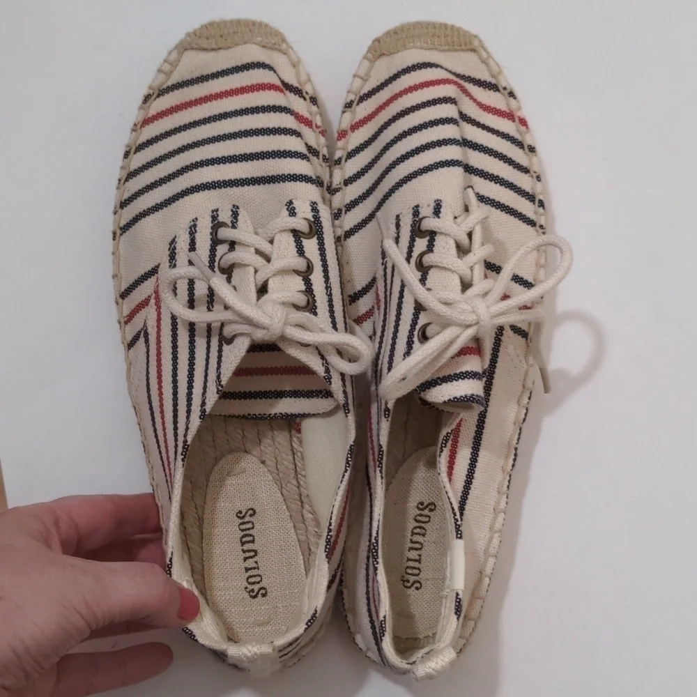 SOLUDOS Oxford Lace-up Platform Espadrilles Striped NWOB 9.5